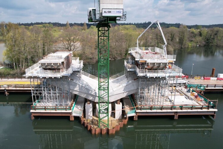 Colne Valley viaduct piers start to take shape